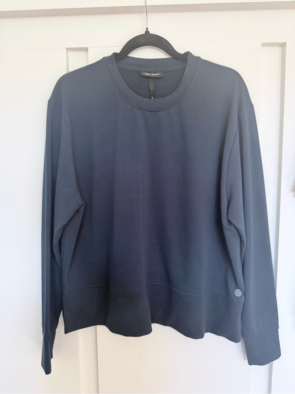Women Cozy Earth Long Sleeve Crewneck Tee - Navy Size L